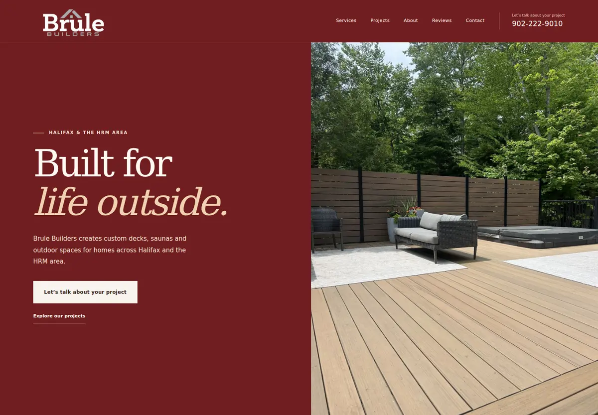 Brule Builders website design preview