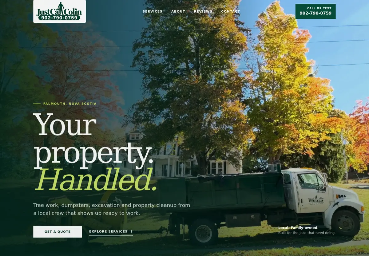 Just Call Colin website design preview